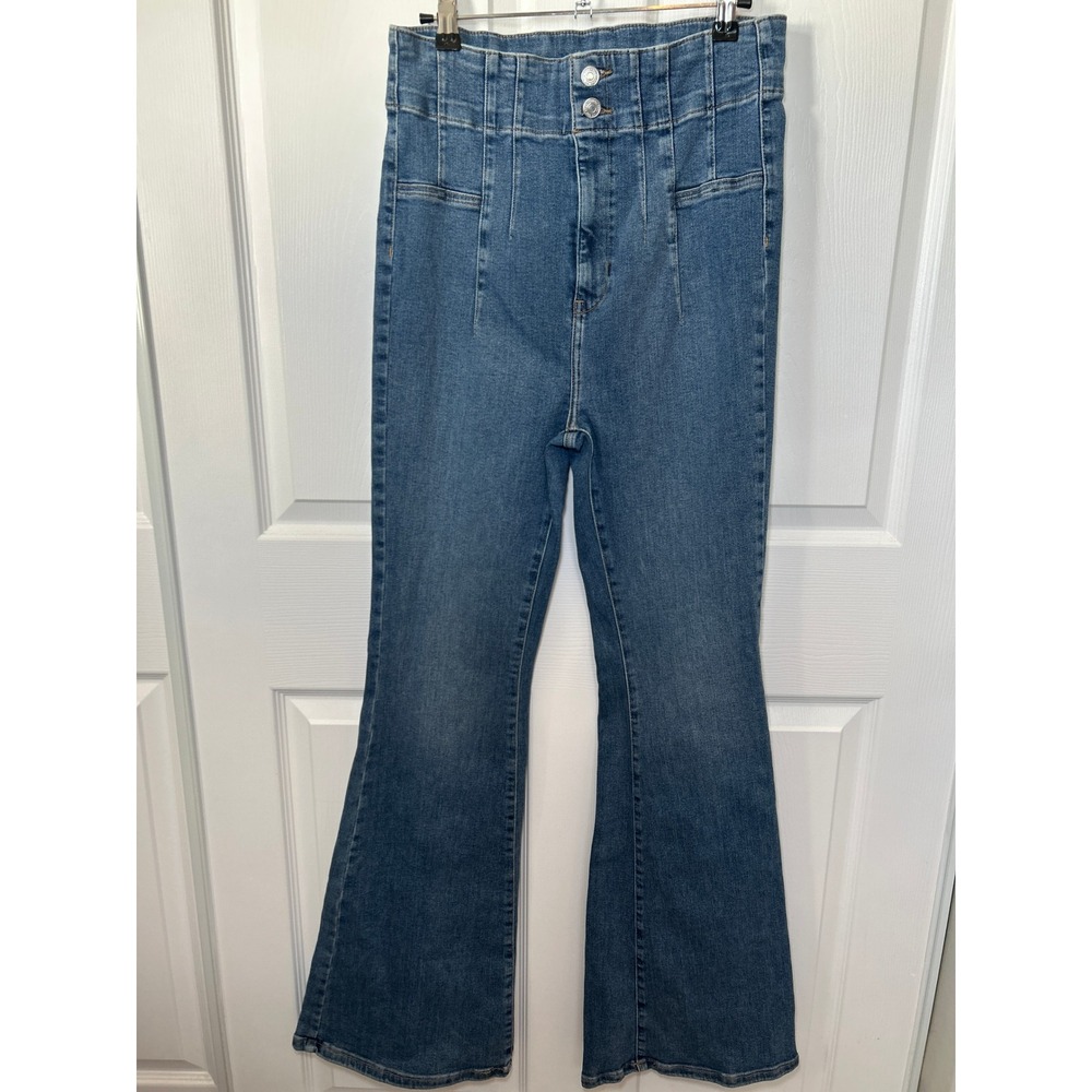 We The Free Free People Just Float On High Rise‎ Flare Jeans Wide Leg Denim 31